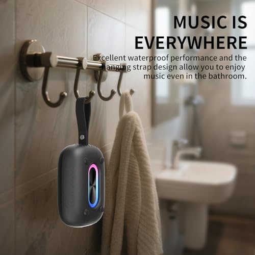 Waterproof Shower Bluetooth Speaker, Durable & Portable with Clear Sound, Ideal for Shower, Pool, Beach & Kayaking, BT 5.3 –Black - color: Black