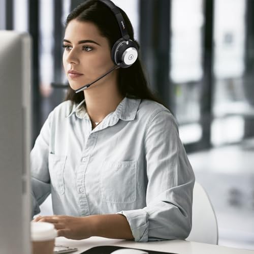 Wantek Wireless Headset with Mic- USB & Bluetooth Connectivity, 50-Hour Battery Life, AI Noise Cancelling Adjustable Microphone Charging Dock, Comfort Fit for Home/Office/Mobile Phone
