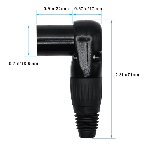 Adjustable Angle 4-Pin XLR Cable Connector 90 Degree Right Angle XLR 4 Pin Male Plug Connectors Mic Cable Plug Audio Adapter for Microphone,Mixers,Black