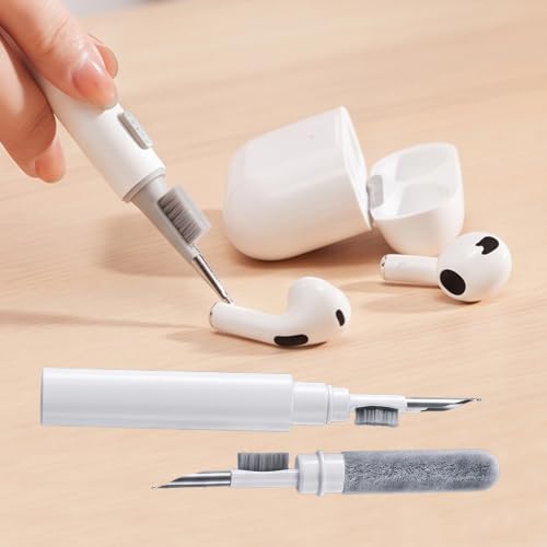 Dual-Brush Earbud Cleaning Pen Dust Removal Tool,Precision & DurabilityMulti Functional Seven in One Cleaning Brush, Suitable for Keyboard Cleaning, Headphone, Computer White