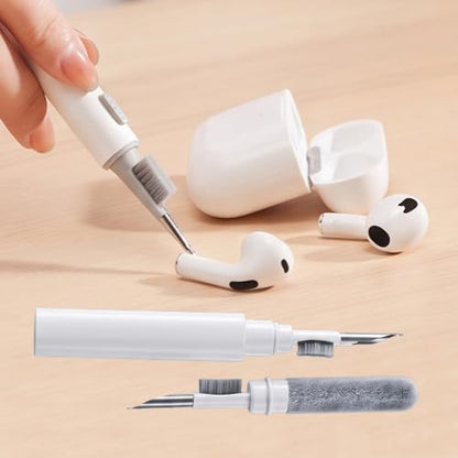 Dual-Brush Earbud Cleaning Pen Dust Removal Tool,Precision & DurabilityMulti Functional Seven in One Cleaning Brush, Suitable for Keyboard Cleaning, Headphone, Computer White
