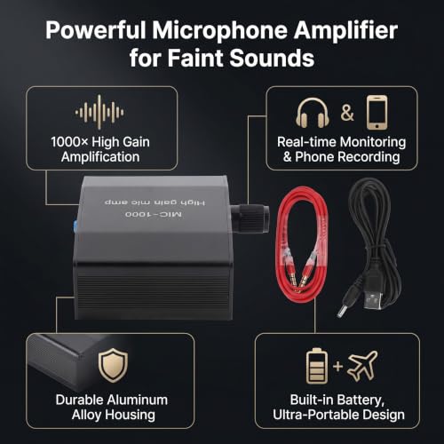 Microphone Preamplifier Power Amplifier Mic Preamp for Home Studio Recording Karaoke Podcast Voice Over Audio System