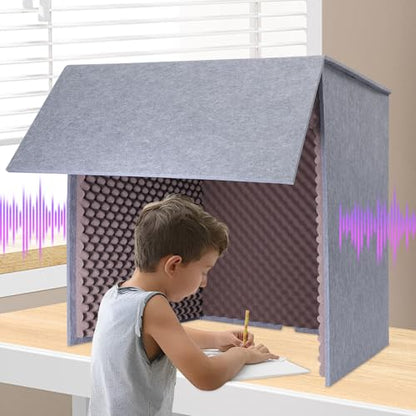 Desktop Soundproof Cover, Isolation Booth, Vocal Sound Absorbing Shield, Portable Vocal Recording Booth, Sound Proof Foam Room, Microphone Isolation Booth Cube, for Office, Home Studio (Purple)