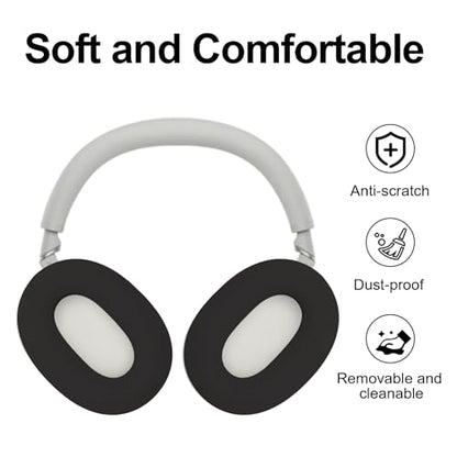 WH-1000XM6 Silicone Ear Pads Cover for Sony WH-1000XM6 Headphones,Ear Cushion Protector, Headphones Accessories Non-slip washable(Black)