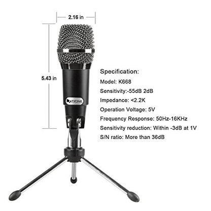 FIFINE USB Microphone and Over Ear Headphones, Condenser Home Studio Computer Microphone, Monitor Headphones Wired for Recording Streaming Podcast YouTube Skype Games (K668+H8)
