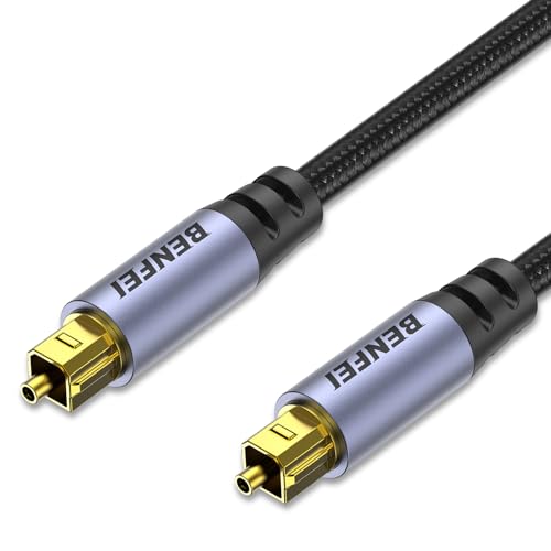 BENFEI Optical Audio Cable 6.6ft / 2M Toslink S/PDIF Fiber Cord [Braided, Gold-Plated, CL3] for Soundbar, TV & Home Theater