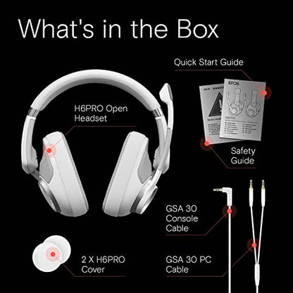 EPOS H6Pro - Open Acoustic Gaming Headset with Mic - Lightweight Headband - Comfortable & Durable Design - Xbox - PS4 - PS5 - PC/Windows Headset - Gaming Accessories (White) - color: White