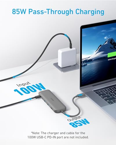 Anker USB C Hub, 5-in-1 USBC to HDMI Splitter with 4K Display - color: Grey