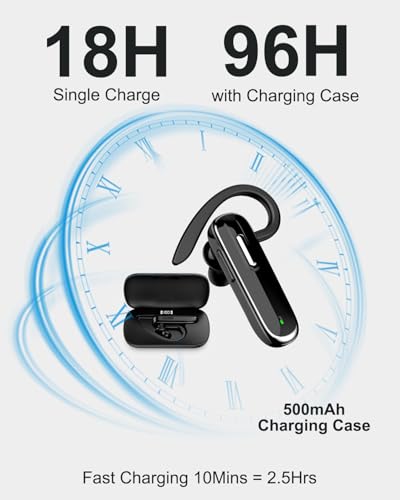 Bluetooth Earpiece V5.1, Wireless Hands-Free Headset with Charging Case, Built-in Microphone for iPhone Android Business Calls - color: Brown, style: Bluetooth headset with charging case