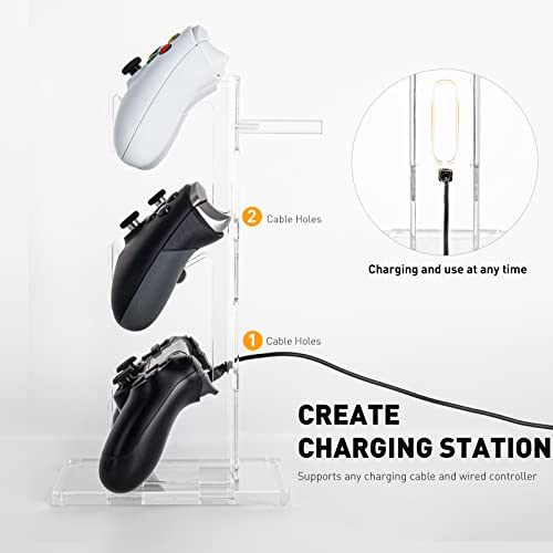 OAPRIRE Controller Stand Headset Stand, 3 Tier Acrylic Gaming Controller Holder Compatible with PS4, PS5, PC, Xbox, Universal Design (Clear) - color: Clear, size: 3 Tier-without lights