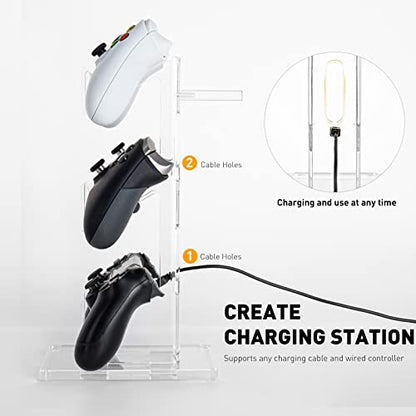 OAPRIRE Controller Stand Headset Stand, 3 Tier Acrylic Gaming Controller Holder Compatible with PS4, PS5, PC, Xbox, Universal Design (Clear) - color: Clear, size: 3 Tier-without lights