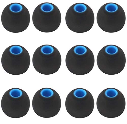 12PCS Medium Size Replacement Ear Tips Earbuds Eartips Ear Cap Ear Bud Tip Compatible with Sony WF-1000XM4,Powerbeats Pro, BeatsX & Other Inner Hole 3.8mm Earbud in-Ear Headphones,Black-Blue,M