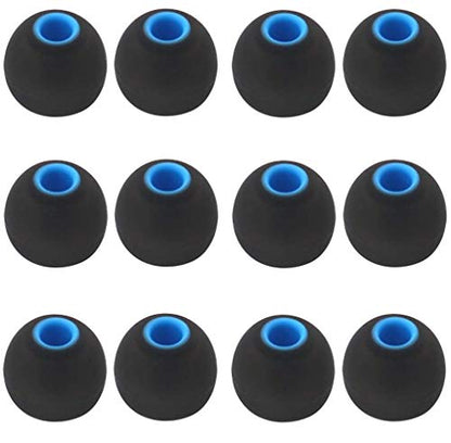 12PCS Medium Size Replacement Ear Tips Earbuds Eartips Ear Cap Ear Bud Tip Compatible with Sony WF-1000XM4,Powerbeats Pro, BeatsX & Other Inner Hole 3.8mm Earbud in-Ear Headphones,Black-Blue,M