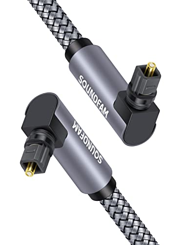 90 Degree Optical Audio Cable 10ft/3M Double Right Angle Optical Cable 360 Degree Free-Rotating Plug Digital Audio Optical Cable for Home Theater, Sound Bar,TV-Grey - color: Grey-Dual 90 Degree Optical Cable, size: 10ft/3M