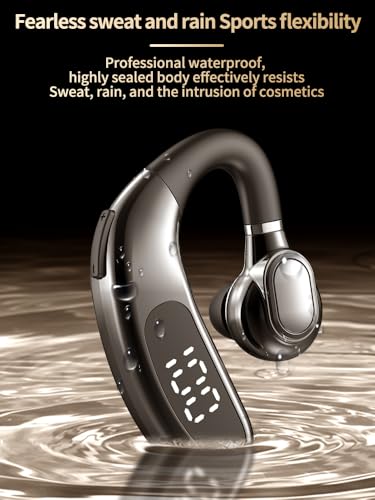Single Ear Bluetooth Headset with Noise Canceling Microphone, 24H Talk Time Hands-Free Wireless Earpiece for Driving, Office (Black) - color: Black
