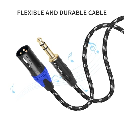 Microphone Cable 6 Ft,1/4 to XLR Cable,Quarter inch(6.35mm) TRS to XLR Male, 1/4" Stereo Jack to XLR Balanced Interconnect Cord Patch Cable,Compatible with Speakers, Audio Consoles 2Pack