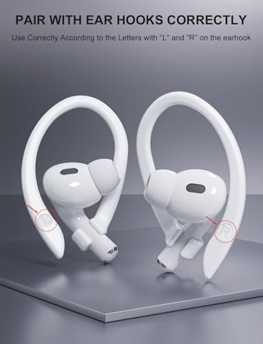 2 Pairs [M&L] Ear Hooks for All AirPods Models. White | Upgraded Anti Slip Sports Clip Hooks, AirPods Pro 3, 2, Pro, AirPods 4, 3, 2 & 1, Friendly to Glasses Wearers - color: White(Middle+Large)
