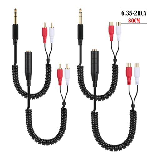 6.35mm Male to 2 RCA Stereo Audio Cable 2.6FT for Mixer Amp Speaker | 6.35mm 1/4 Inch TRS Male to 2 RCA Male Y Splitter Adapter Cord, 0.8M Stereo Audio Cable for Guitar, Amplifier, Home Theate