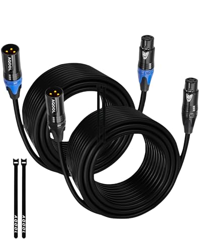 XLR Cables 25ft 2 Pack, Balanced XLR Microphone Cable Male to Female | Oxygen-Free Copper, Double Shielding, Professional Gold-Plated, Mic Cord for Speaker Podcast Audio Mixer Effector Amplifier - size: 25ft-2p