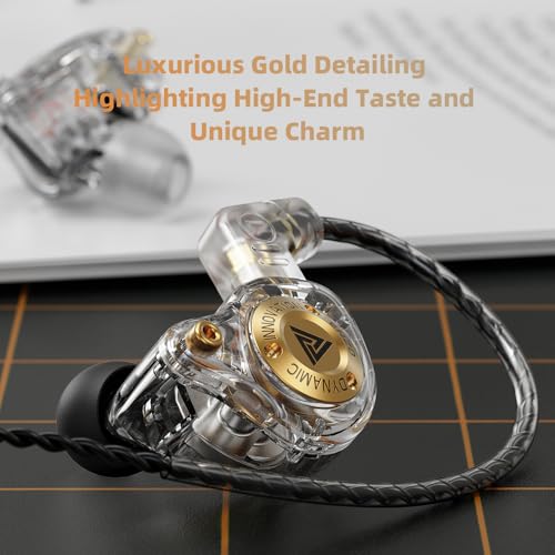Piluyaa Wired Gaming Headphones IEM Earphones with 1DD，QKZ ENZO in Ear Monitor, HiFi Detachable Cable Earbuds, Bass Sound with New 11mm Dynamic Driver for Video Music Gaming (Grey) - color: Dark GREY
