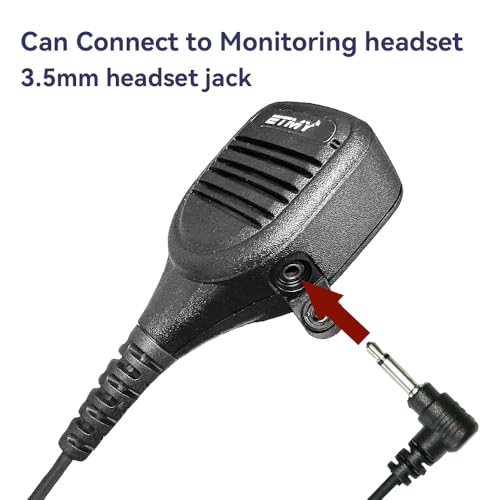 ETMY Multi-Pin Speaker Mic Compatible with APX 6000 7000 8000 & XPR 6000 7000 Series Radios - 360° Rotating Clip, PTT Button & 3.5mm Jack, Secure Locking Connector 1 Pack