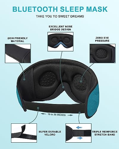 Sleep Mask with Bluetooth Headphones,LC-dolida Sleep Headphones Bluetooth Sleep Mask 3D Sleeping Headphones for Side Sleepers Best Gift and Travel Essential (Blue) - color: Blue