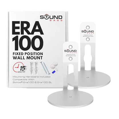 ERA 100 Wall Mount Bracket, Low Profile, White, Twin Pack (2pcs) | Compatible with Sonos ERA100 & ERA 100 SL Speaker, Complete with All Fixing Hardware, Double, Pair - color: White, size: Twin Pack