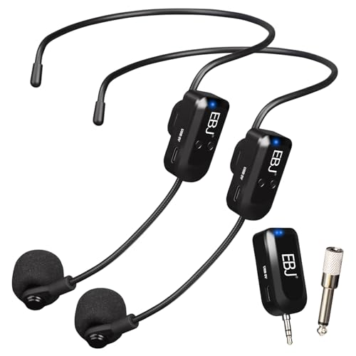EBJ 2.4G Wireless Headset Mic and Handheld Mic 2 in 1, 30m Stable Transmission, Dual Type-c USB Charging, Compatible with Speakers, Voice Amplifier, PA System (KX-620-2)