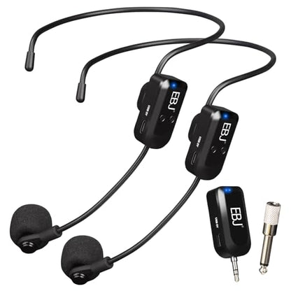 EBJ 2.4G Wireless Headset Mic and Handheld Mic 2 in 1, 30m Stable Transmission, Dual Type-c USB Charging, Compatible with Speakers, Voice Amplifier, PA System (KX-620-2)