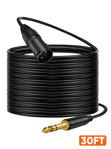 1/4" to XLR 3Pin,6.35mm TRS to XLR Male Balanced Microphone Patch Cable | Quarter inch TRS Plug to XLR For Amplifiers,Mixer,Speaker,Guitas,Studio Monitor,3~50ft - size: 30FT-1pcs