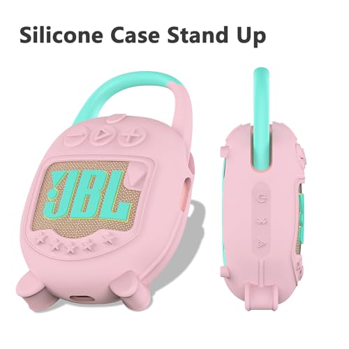 Silicone Cover Case Compatible with JBL CLIP 5 Ultra Portable Bluetooth Speaker, Soft Skin Sleeve for JBL CLIP 5 Speaker Accessories(Only Case) (Pink) - color: Pink
