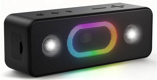 OHAYO Bluetooth Speaker Wireless Portable Outdoor Speakers, IPX6 Waterproof, Bold 24W Sound, 24H Playtime, TWS Pairing, Ambient Lights, Home/Travel/Beach Essentials, Birthday Gifts, Black