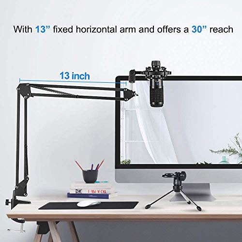 Professional Condenser Microphone Bundle Kit, Mic with Adjustable Scissor Arm Stand Shock Mount