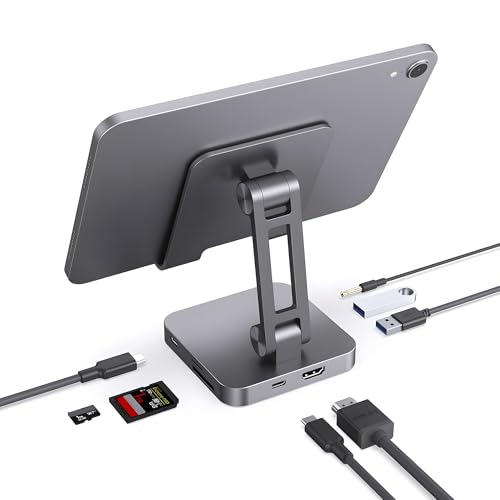 7-in-1 USB C Hub Stand for MacBook, 100W PD, 4K HDMI, USB 3.0, SD TF, Audio