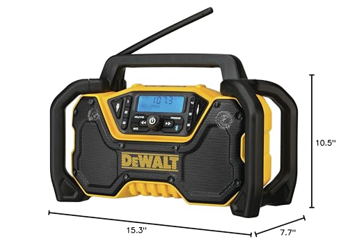 DEWALT 12V/20V MAX Portable Bluetooth Radio, Cordless, 100 ft Range, 3.5” Subwoofers, Jobsite (DCR028B)