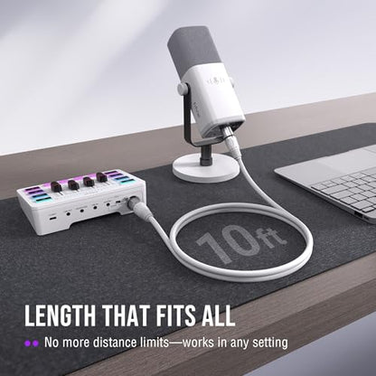 FIFINE Microphone Boom Arm Kit, Metal Heavy Duty Mic Stand with 3/8" to 5/8" Threads Screw & 10ft Balanced XLR Cable for Podcasting Recording, Streaming & Recording-BM63W+L9W