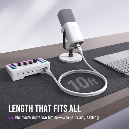 FIFINE Microphone Arm Kit, Low-Profile Boom Arm Mic Stand with Cable-Management & 10ft Balanced XLR Cable for Podcasting, Streaming & Recording-BM88W+L9W