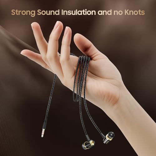 Rayleigh Wired Earbuds (5-Pack) with Microphone and Heavy Bass Stereo 3.5mm | High-fidelity stereo, microphone, multi-function button, tangle-free cable, ergonomic in-ear design, and 5 color options - color: Black-3.5mm