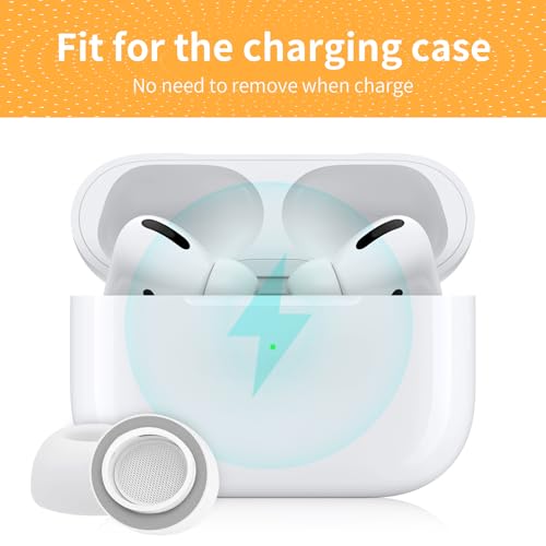 Memory Foam Ear Tips for AirPods Pro and AirPods Pro 2 Silicone Shield 3 Pairs Replacement Tips (Grey, Large)
