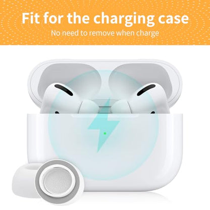 Memory Foam Ear Tips for AirPods Pro and AirPods Pro 2 Silicone Shield 3 Pairs Replacement Tips (Grey, Large)