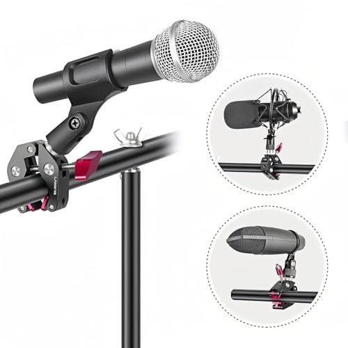 Super Clamp Mic Mount with 1/4" to 5/8" Screw - Compatible with Microphones or Photography Accessories - Max Load 4.4lb/2kg