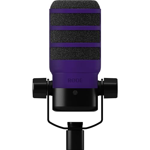 Rode PodMic Cardioid Dynamic Broadcast Microphone with WS14 PodMic Pop Filter - Purple