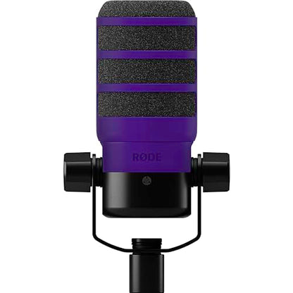 Rode PodMic Cardioid Dynamic Broadcast Microphone with WS14 PodMic Pop Filter - Purple