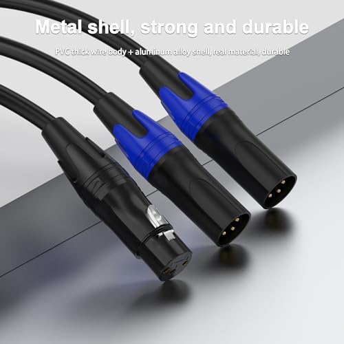 XLR Y Splitter Cable 2 Male to 1 Female, Microphone XLR Breakout Cable Balanced Left and Right Dual Male to Single Female, for Mixer/Speaker/MIC, 3.3FT-2Pack - size: 6.6FT, style: 1 Female to 2 Male