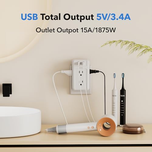 BN-LINK Multi Plug Outlet, 6 Wall Outlet Extender with 3 USB Charging Ports (1 USB C) Total 3.4A, 3-Sided Outlets Splitter Multiple Outlet Wall Plug for Home Office Dorm Room - size: 6 Outlets (3 Side) (USB)