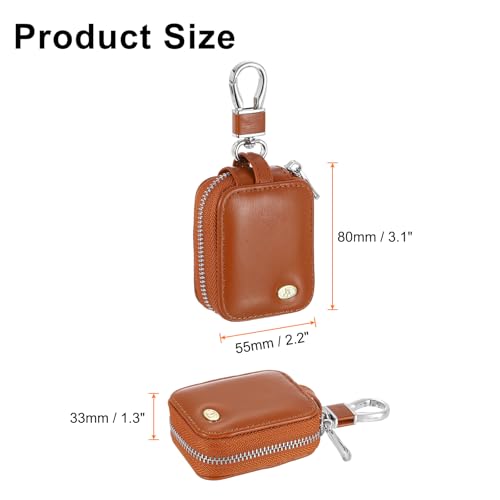HARFINGTON Earbuds Cases, Earphone Case Holder, PU Leather Ear Buds Case Zipper Organizer Small with Mesh Pocket for USB Cable, Wireless Wired Earphones, Brown - color: Brown