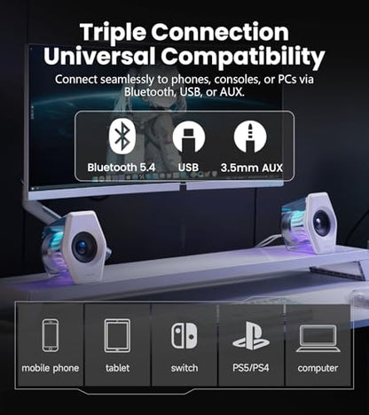 Edifier G2000 Pro 2.0 RGB Gaming Speakers with 64W Peak Power, White - color: White