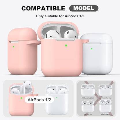 for AirPods 2nd/1st Case Silicone Cover, Sand Pink | Compatible with Apple AirPods 2nd/1st (2019/2016) Generation with Keychain & Cleaner Kit, Wireless Charging Compatible - color: Sand Pink