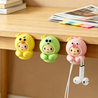 6pcs Cute Cartoon Cable Clips Adorable Chicken Pig Frog Cable Organizer Phone Charger Wire Nightstand Desk Cable Management Cute Animal Wire Clips for Headphones Chargers USB Cables