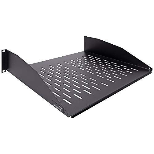 NavePoint 2U 19-Inch Universal Vented Rack Mount Cantilever Server Cabinet Shelf 14-Inches Deep Black - size: 14" (360mm)